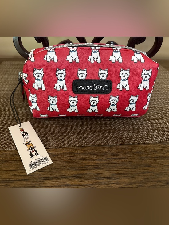 Marc Tetro Handbags - Marc Tetro Red Westie Print Cosmetic Bag. NWT